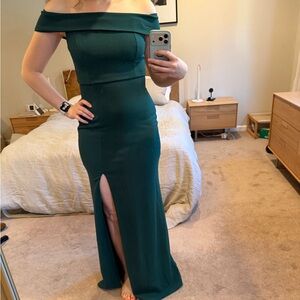 Lulu's Off Shoulder Dark Green Dress